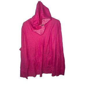 woman's pink hooded sweater plus size 2X? 3X long sleeve light weight